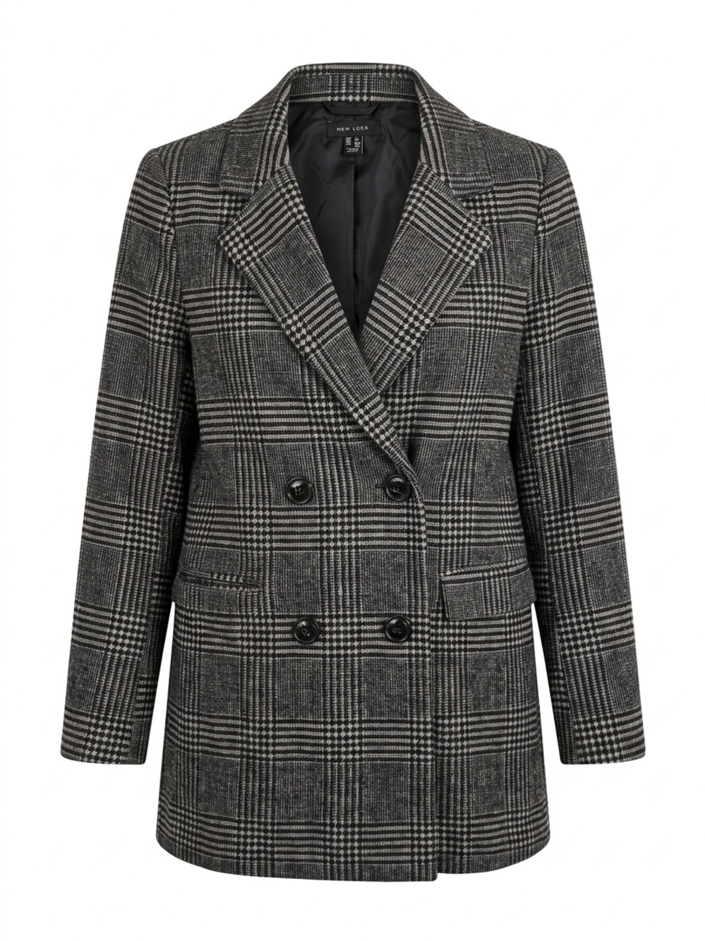 Plaid Double Breasted Blazer Jacket Longline Long Sleeve Academia Lined US 2